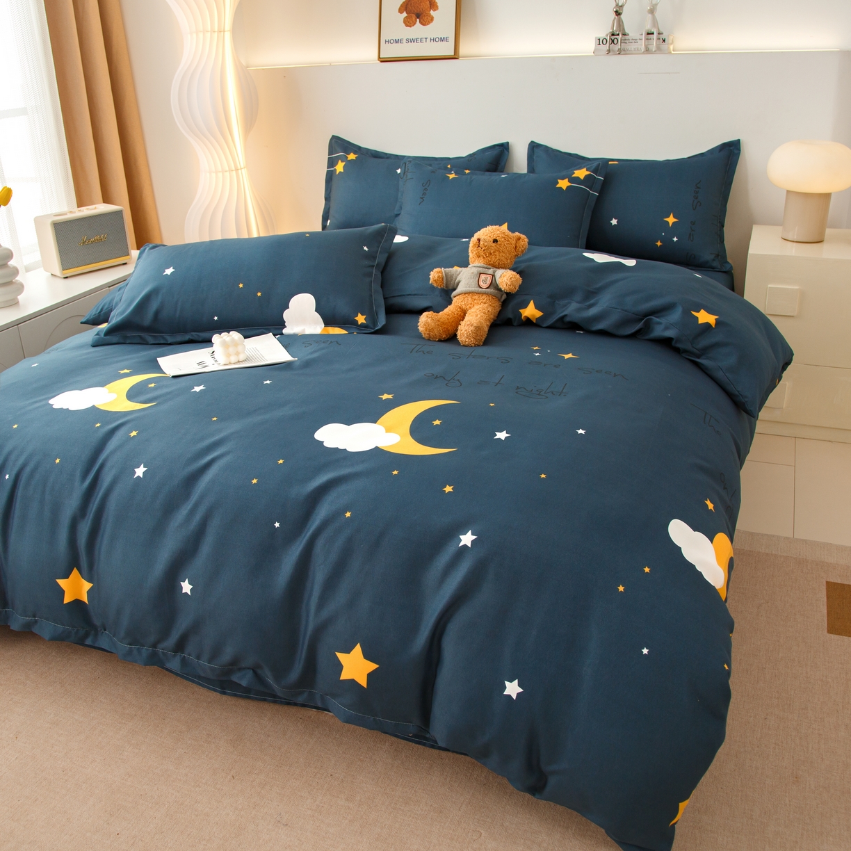 91家纺网 家纺一手货源 找家纺 佑泽家纺 2025活性印花芦荟棉四件套 星空之约