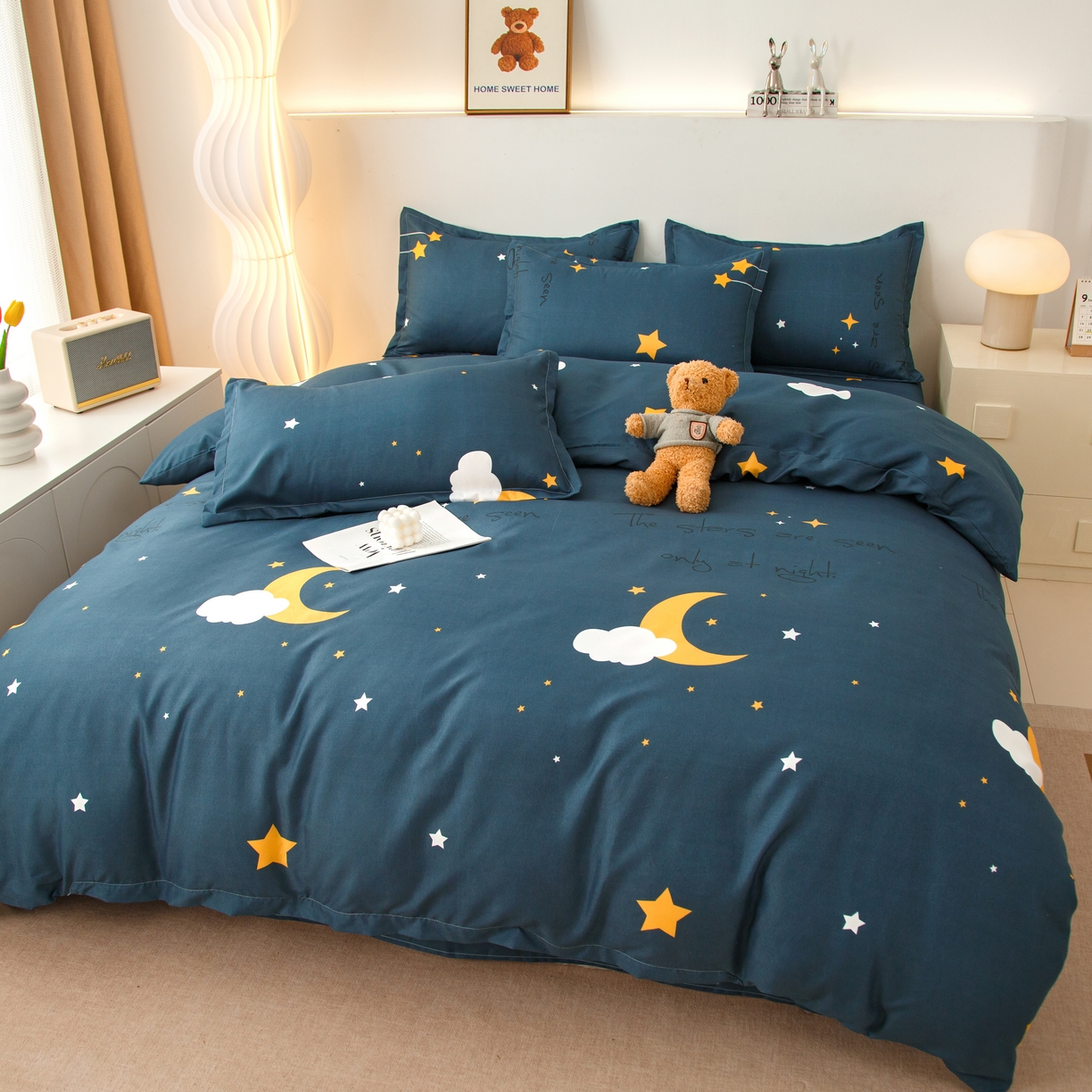 91家纺网 家纺一手货源 找家纺 佑泽家纺 2025活性印花芦荟棉四件套 星空之约