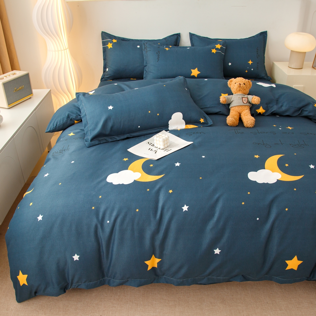 91家纺网 家纺一手货源 找家纺 佑泽家纺 2025活性印花芦荟棉四件套 星空之约