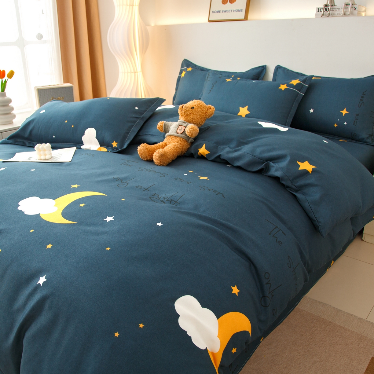 91家纺网 家纺一手货源 找家纺 佑泽家纺 2025活性印花芦荟棉四件套 星空之约