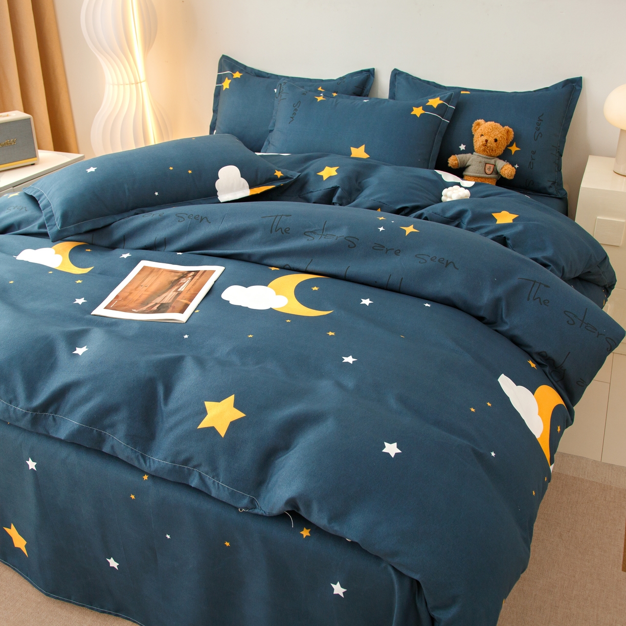 91家纺网 家纺一手货源 找家纺 佑泽家纺 2025活性印花芦荟棉四件套 星空之约