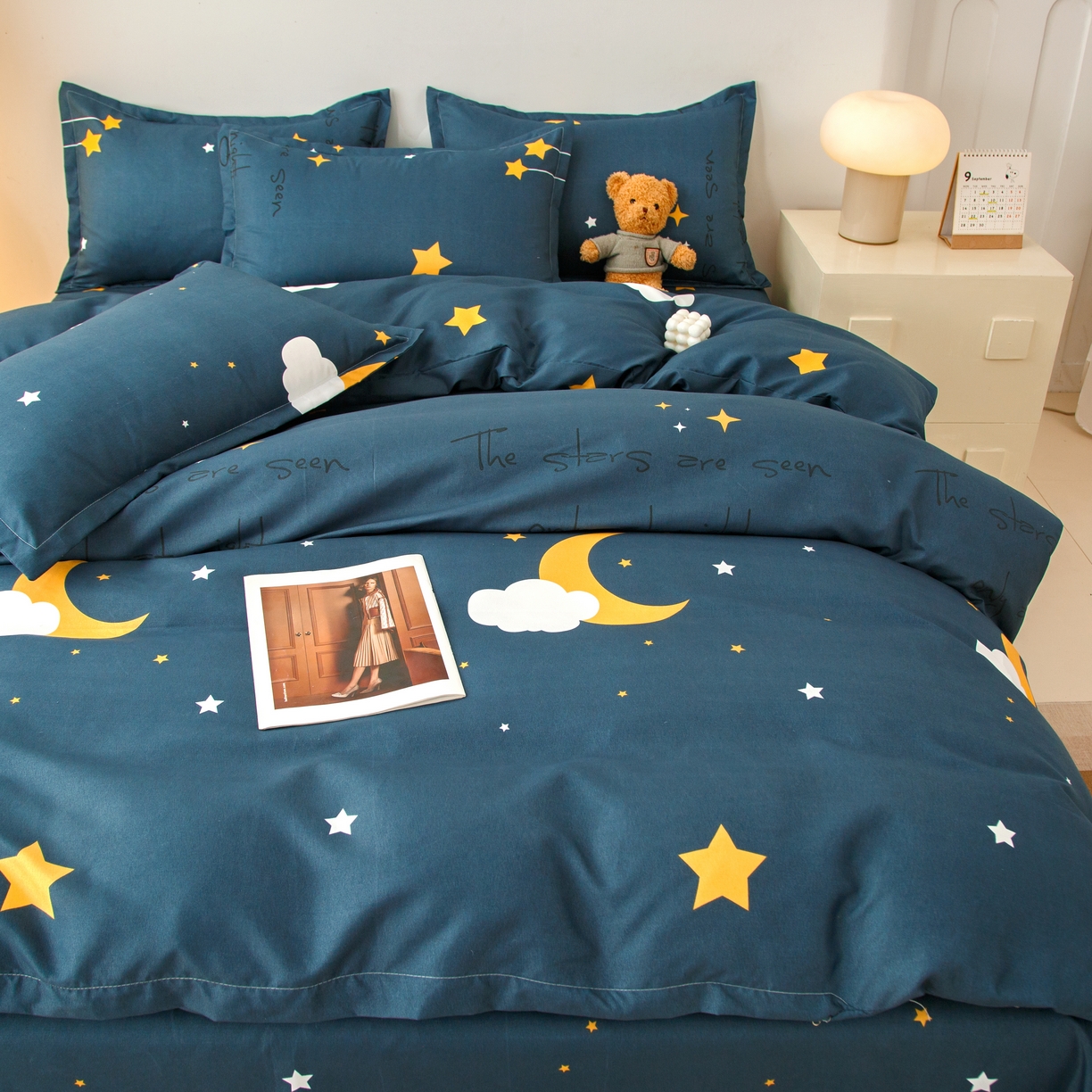 91家纺网 家纺一手货源 找家纺 佑泽家纺 2025活性印花芦荟棉四件套 星空之约