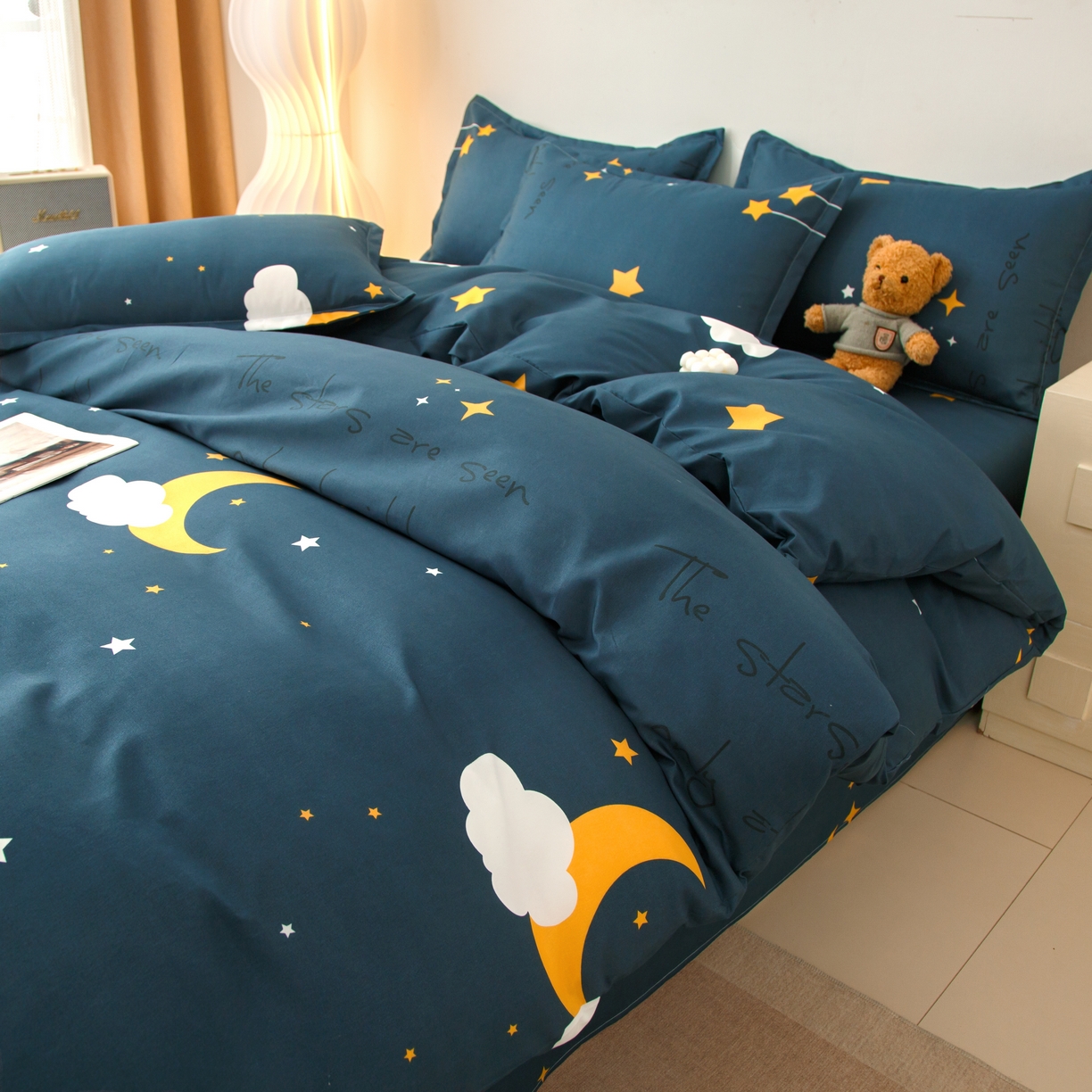 91家纺网 家纺一手货源 找家纺 佑泽家纺 2025活性印花芦荟棉四件套 星空之约