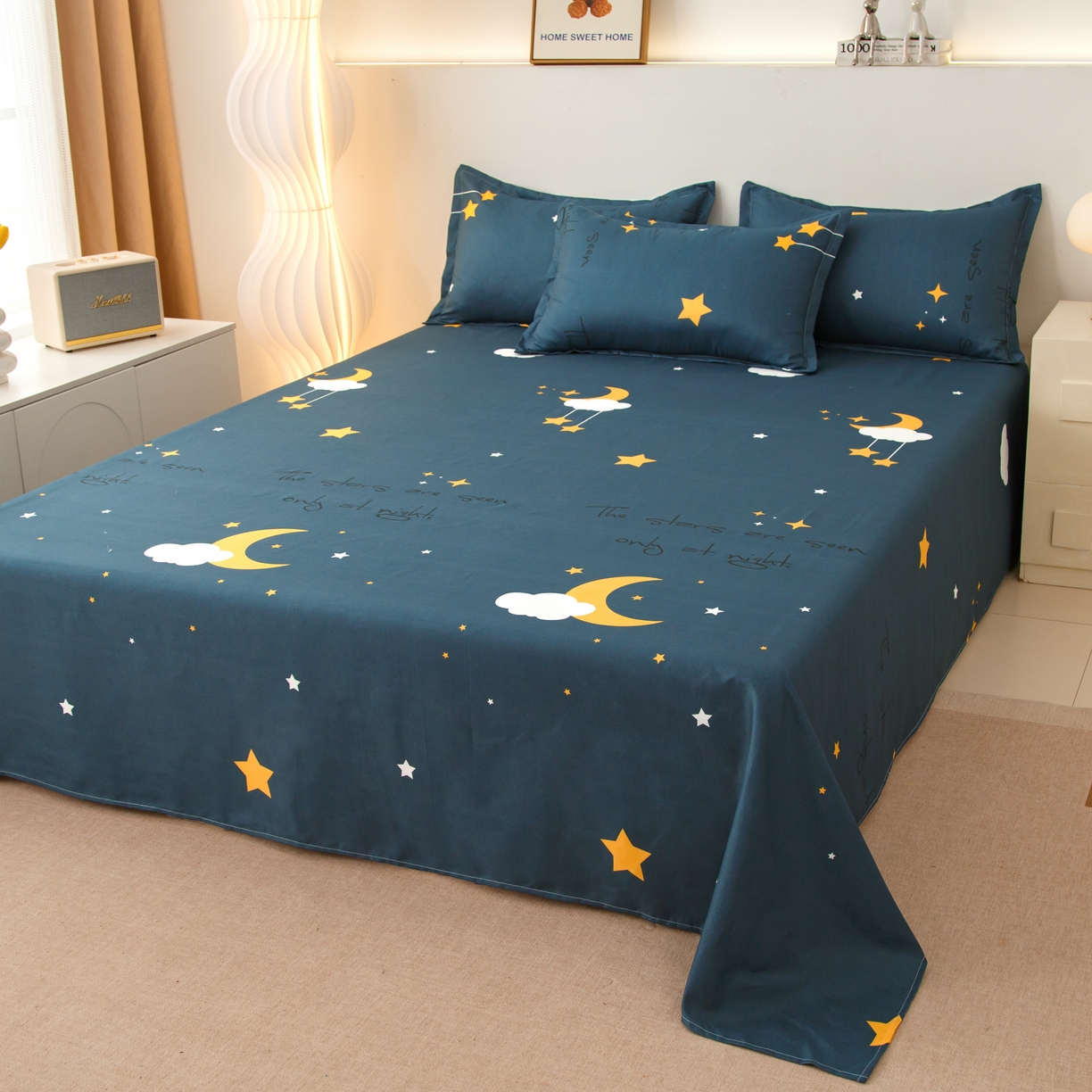 91家纺网 家纺一手货源 找家纺 佑泽家纺 2025活性印花芦荟棉四件套 星空之约