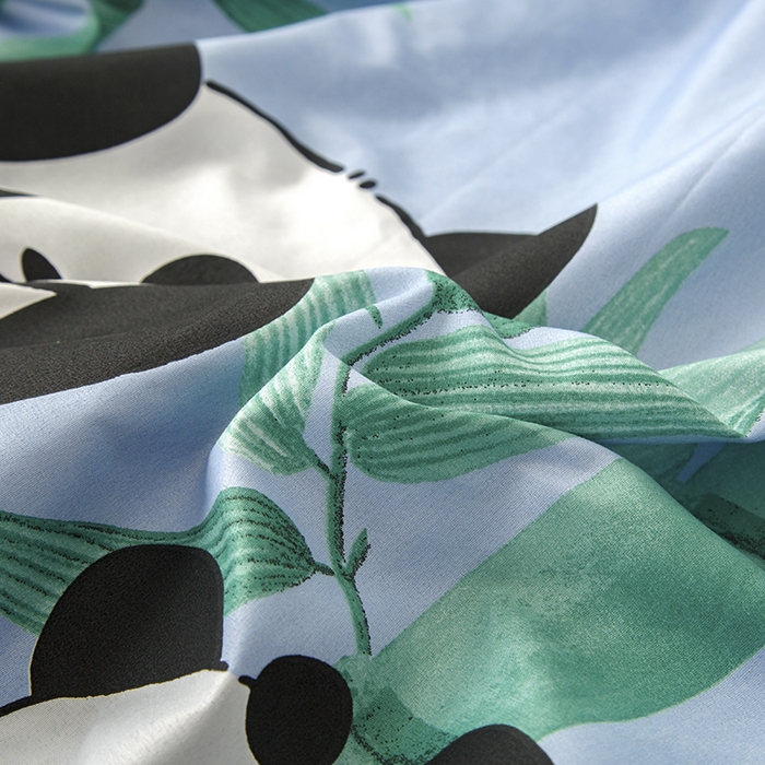 91家纺网 家纺一手货源 找家纺 佑泽家纺 2025活性印花芦荟棉四件套 熊猫派对