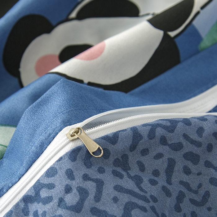 91家纺网 家纺一手货源 找家纺 佑泽家纺 2025活性印花芦荟棉四件套 熊猫派对