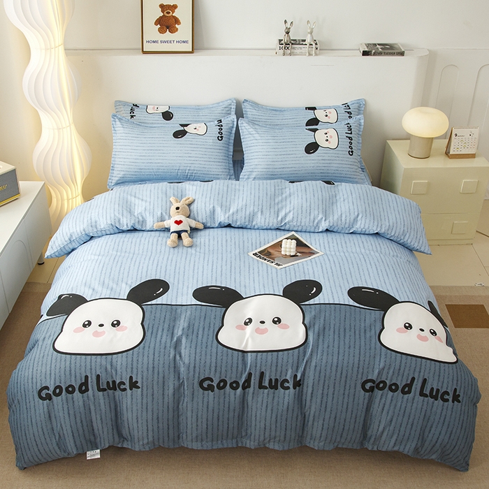 佑泽家纺 2025活性印花芦荟棉四件套 帕恰小狗