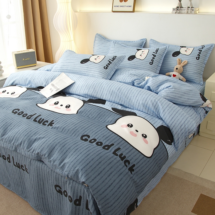 91家纺网 家纺一手货源 找家纺 佑泽家纺 2025活性印花芦荟棉四件套 帕恰小狗