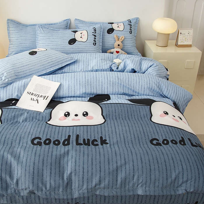 91家纺网 家纺一手货源 找家纺 佑泽家纺 2025活性印花芦荟棉四件套 帕恰小狗