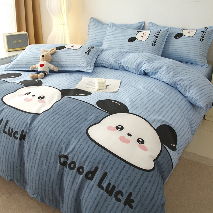 91家纺网 家纺一手货源 找家纺 佑泽家纺 2025活性印花芦荟棉四件套 帕恰小狗