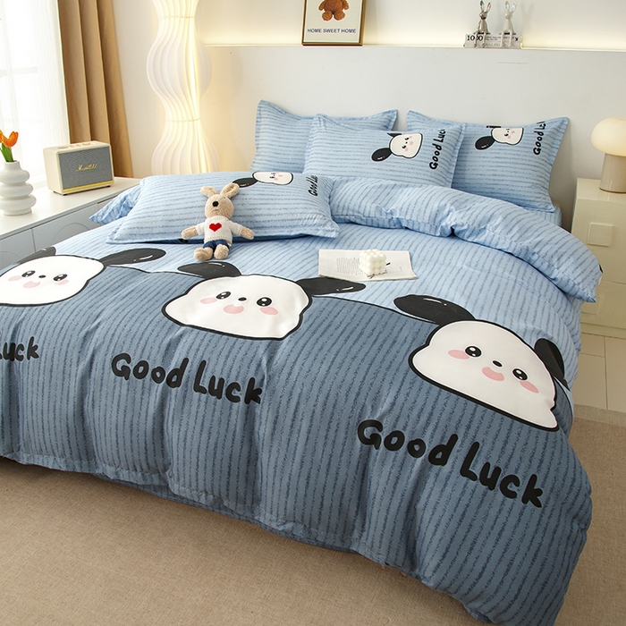 91家纺网 家纺一手货源 找家纺 佑泽家纺 2025活性印花芦荟棉四件套 帕恰小狗