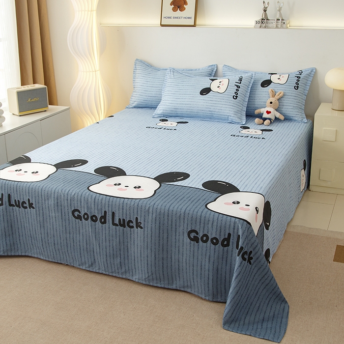 91家纺网 家纺一手货源 找家纺 佑泽家纺 2025活性印花芦荟棉四件套 帕恰小狗