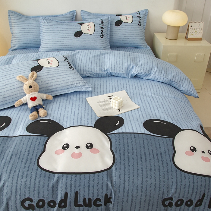 91家纺网 家纺一手货源 找家纺 佑泽家纺 2025活性印花芦荟棉四件套 帕恰小狗