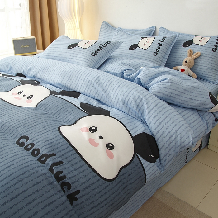 91家纺网 家纺一手货源 找家纺 佑泽家纺 2025活性印花芦荟棉四件套 帕恰小狗