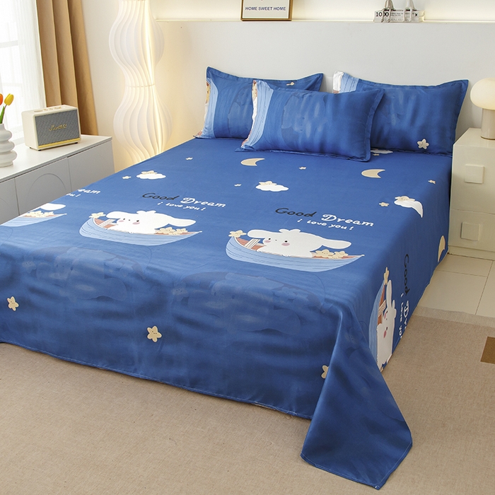 91家纺网 家纺一手货源 找家纺 佑泽家纺 2025活性印花芦荟棉四件套 顽皮小兔