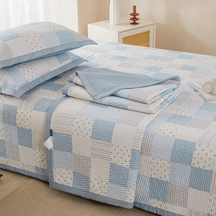 91家纺网 家纺一手货源 找家纺 莎果 2025春夏莫代尔印花高温砂洗床盖三件套四件套 梦境