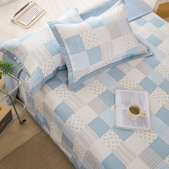 91家纺网 家纺一手货源 找家纺 莎果 2025春夏莫代尔印花高温砂洗床盖三件套四件套 梦境