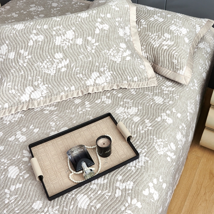 91家纺网 家纺一手货源 找家纺 莎果 2025春夏莫代尔印花高温砂洗床盖三件套四件套 罗曼庄园