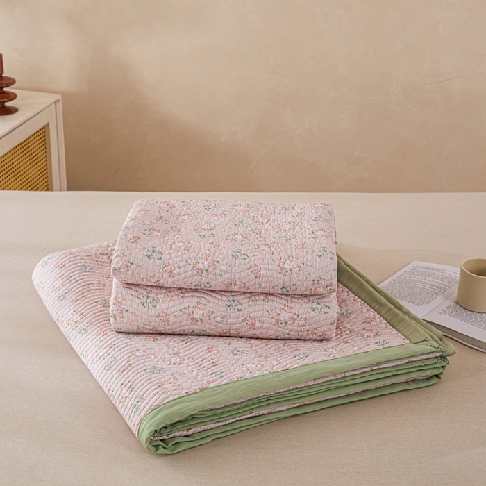 91家纺网 家纺一手货源 找家纺 莎果 2025春夏莫代尔印花高温砂洗床盖三件套四件套 莱茵河畔