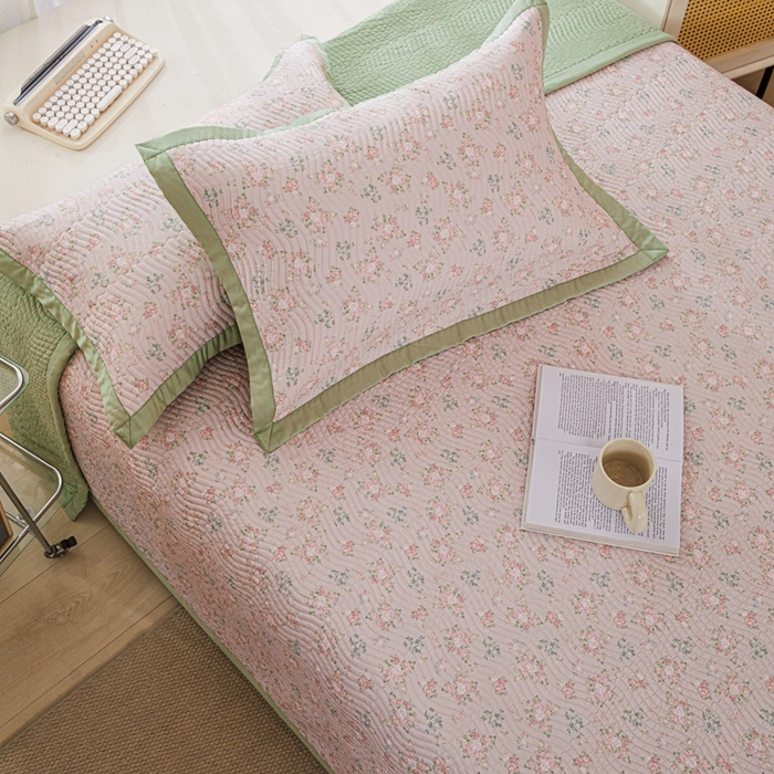 91家纺网 家纺一手货源 找家纺 莎果 2025春夏莫代尔印花高温砂洗床盖三件套四件套 莱茵河畔