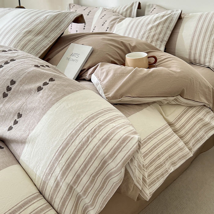 91家纺网 家纺一手货源 找家纺 （总）小懒猪2025色织水洗棉提花四件套