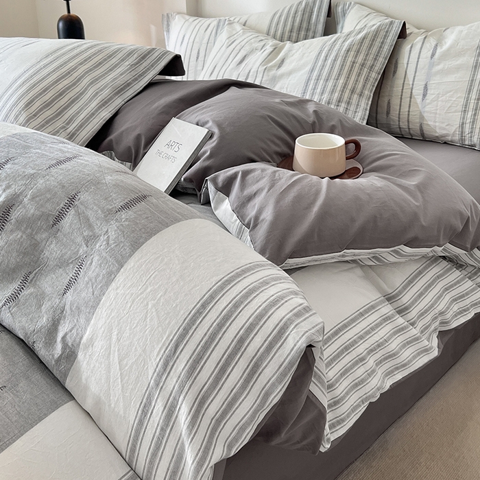 91家纺网 家纺一手货源 找家纺 （总）小懒猪2025色织水洗棉提花四件套