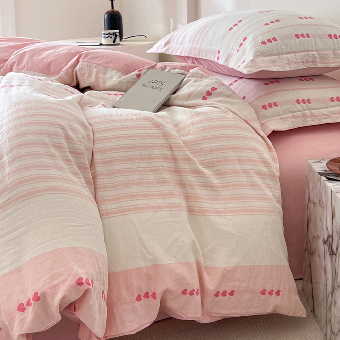 91家纺网 家纺一手货源 找家纺 （总）小懒猪2025色织水洗棉提花四件套