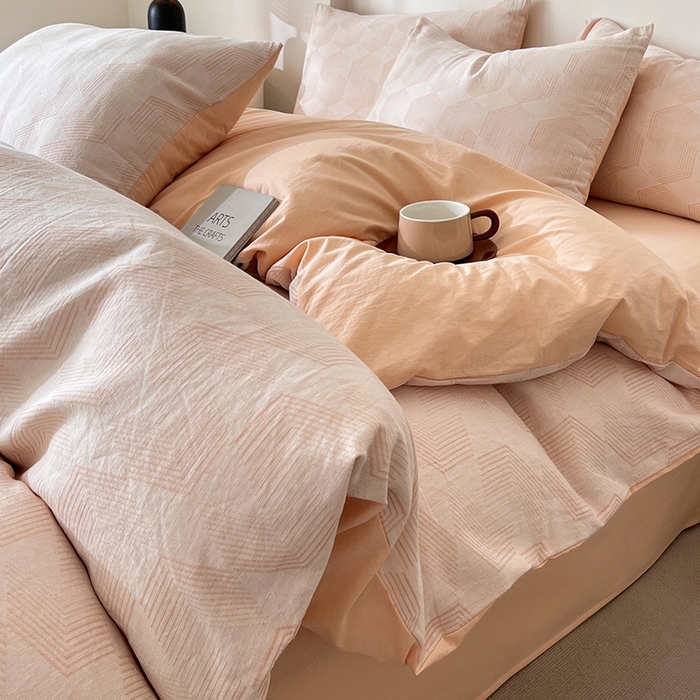 91家纺网 家纺一手货源 找家纺 （总）小懒猪2025色织水洗双层纱提花四件套