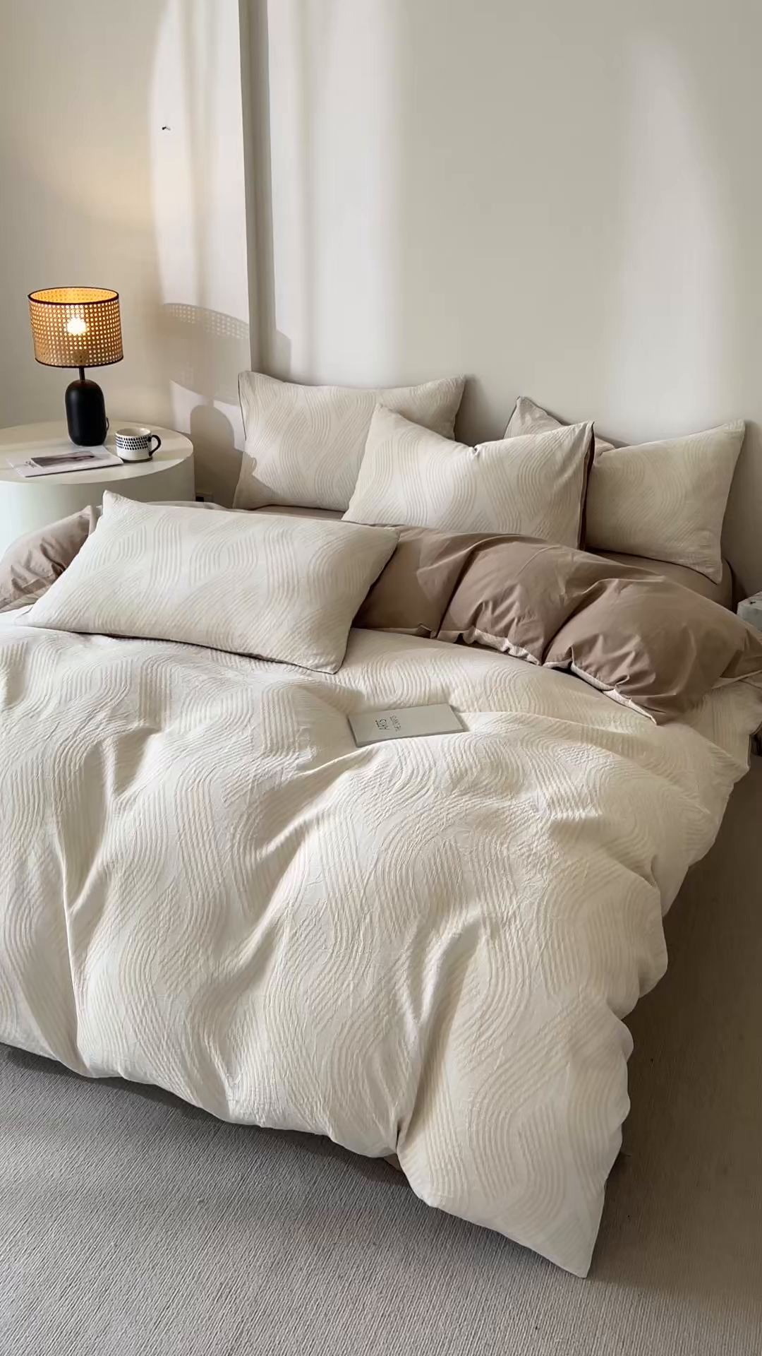 91家纺网 家纺一手货源 找家纺 小懒猪2025色织水洗双层纱提花四件套 溪言