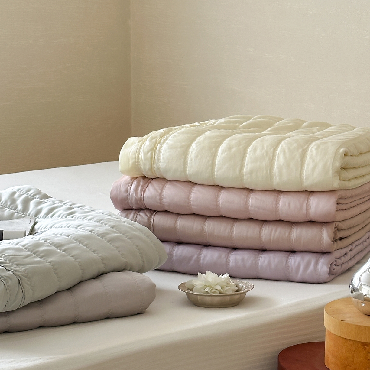 汇庭 2025新款荷叶被自然床盖系列 组合图仅供参考