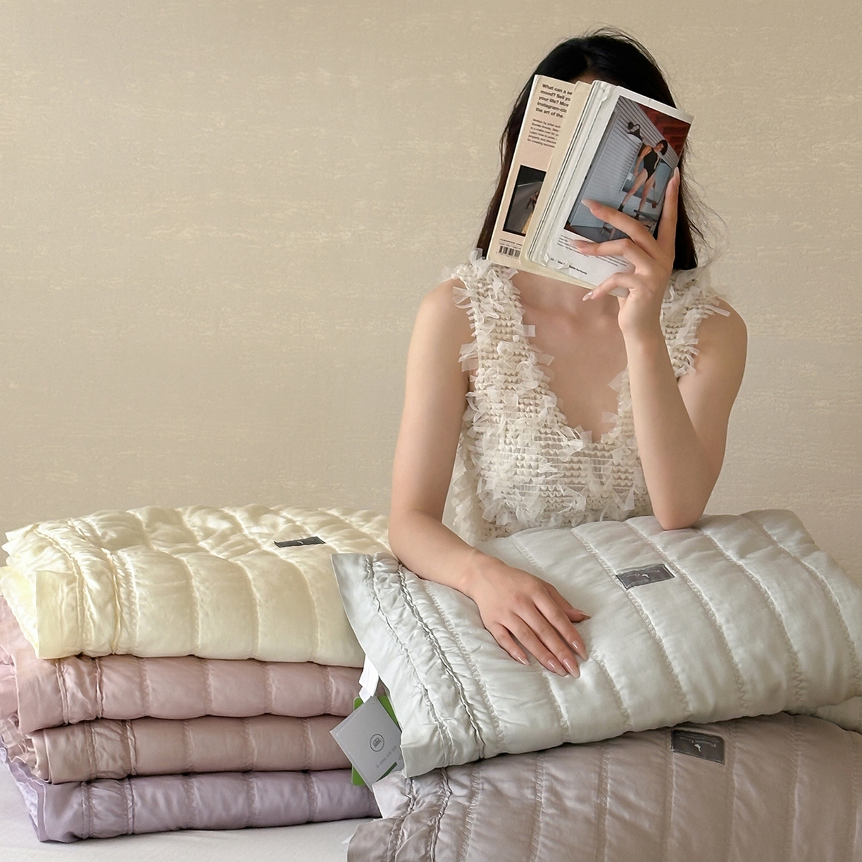 91家纺网 家纺一手货源 找家纺 汇庭 2025新款荷叶被自然床盖系列 组合图仅供参考