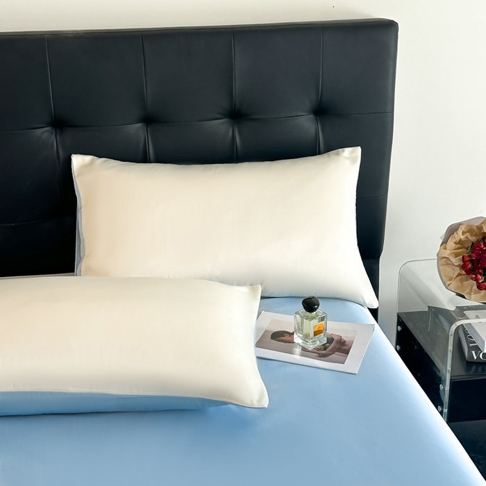 91家纺网 家纺一手货源 找家纺 悦织湾家纺 2025春夏新款水洗冰丝夏被四件套满绣系列 花朵-奶白蓝