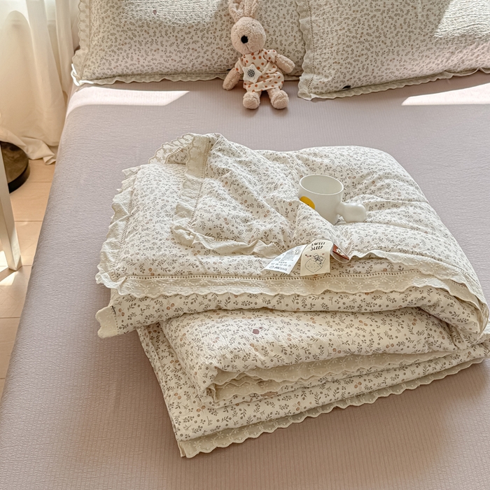 丽美人家纺 2025新款韩版花边皱皱纱夏被四件套 时光