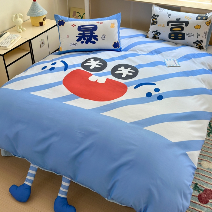 91家纺网 家纺一手货源 找家纺 （总）一霖家纺 2025新款高克重云朵棉大版数码带脚丫四件套