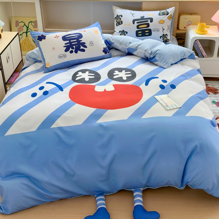 91家纺网 家纺一手货源 找家纺 （总）一霖家纺 2025新款高克重云朵棉大版数码带脚丫四件套