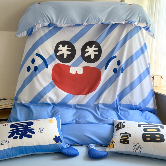 91家纺网 家纺一手货源 找家纺 （总）一霖家纺 2025新款高克重云朵棉大版数码带脚丫四件套