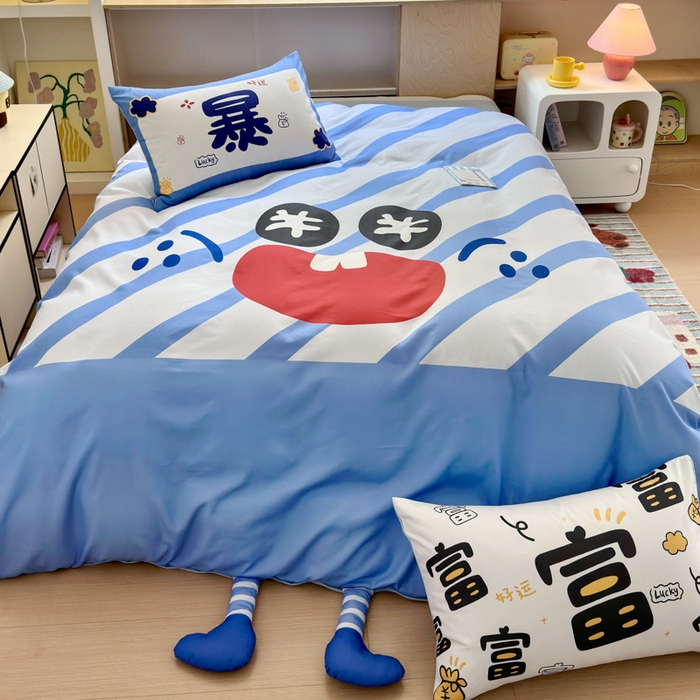 91家纺网 家纺一手货源 找家纺 （总）一霖家纺 2025新款高克重云朵棉大版数码带脚丫四件套