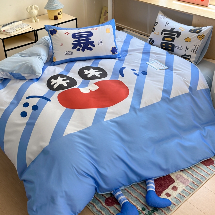 91家纺网 家纺一手货源 找家纺 （总）一霖家纺 2025新款高克重云朵棉大版数码带脚丫四件套