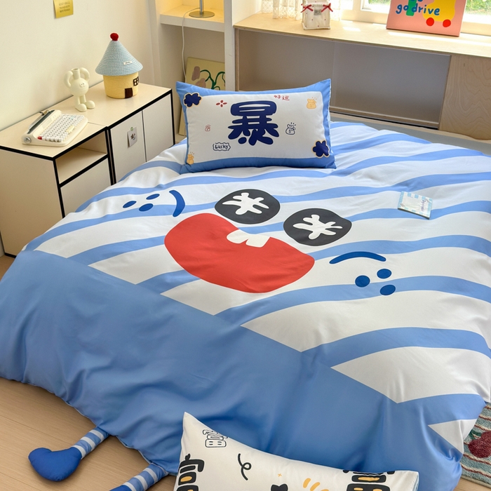 91家纺网 家纺一手货源 找家纺 一霖家纺 2025新款高克重云朵棉大版数码带脚丫四件套 大版-暴富来财