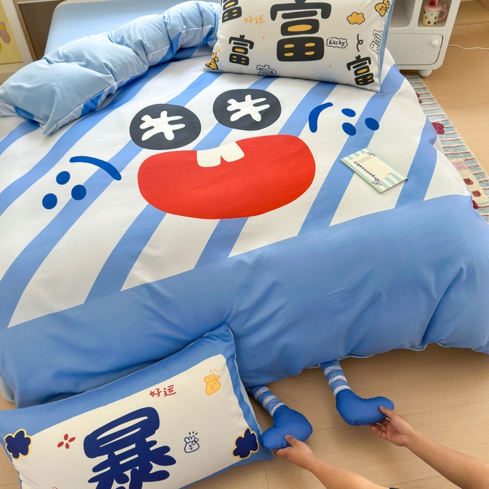 91家纺网 家纺一手货源 找家纺 一霖家纺 2025新款高克重云朵棉大版数码带脚丫四件套 大版-暴富来财