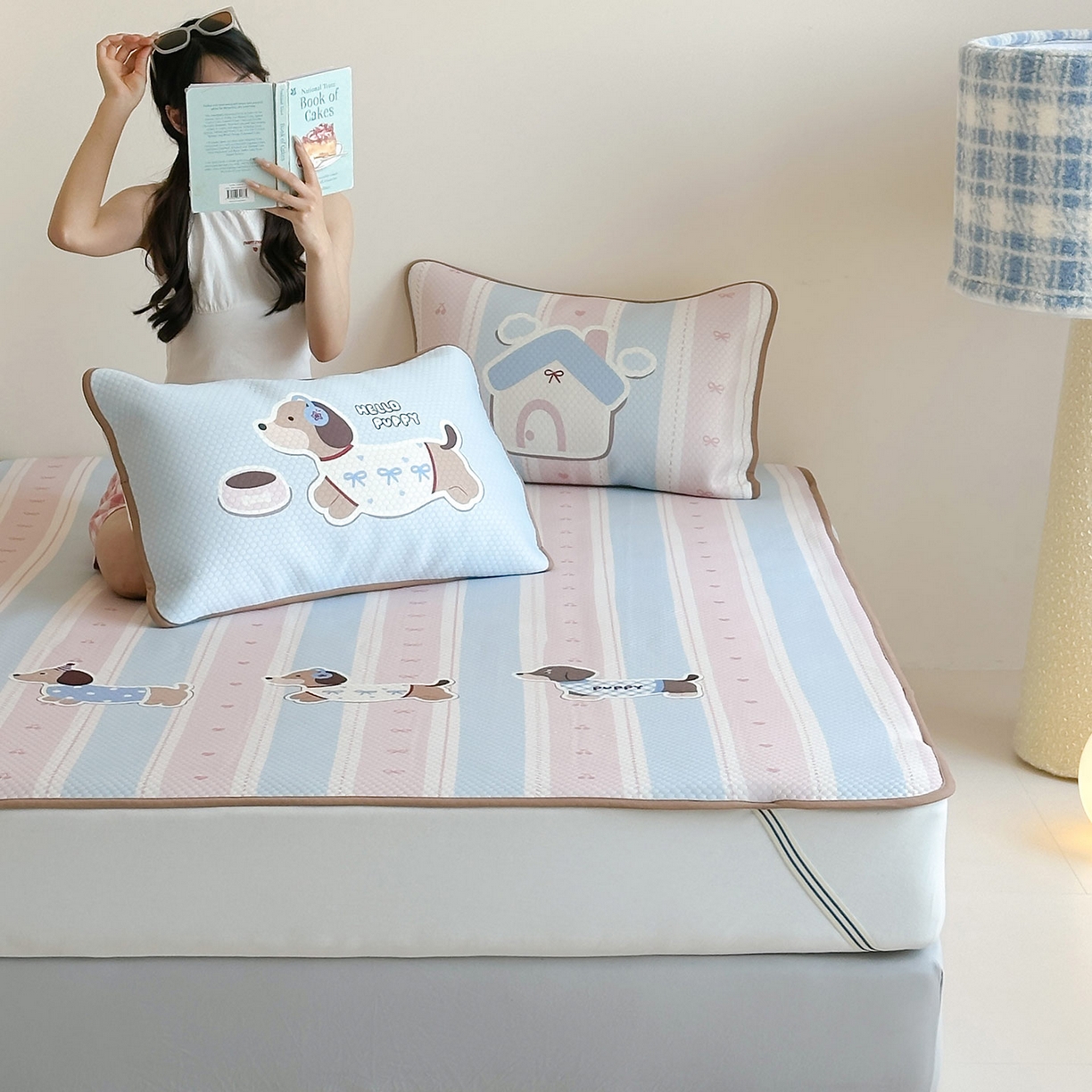 91家纺网 家纺一手货源 找家纺 （总）RYB红黄兰 2025新款ins设计师原创A类数码大版卡通印花冰豆豆席凉席席子