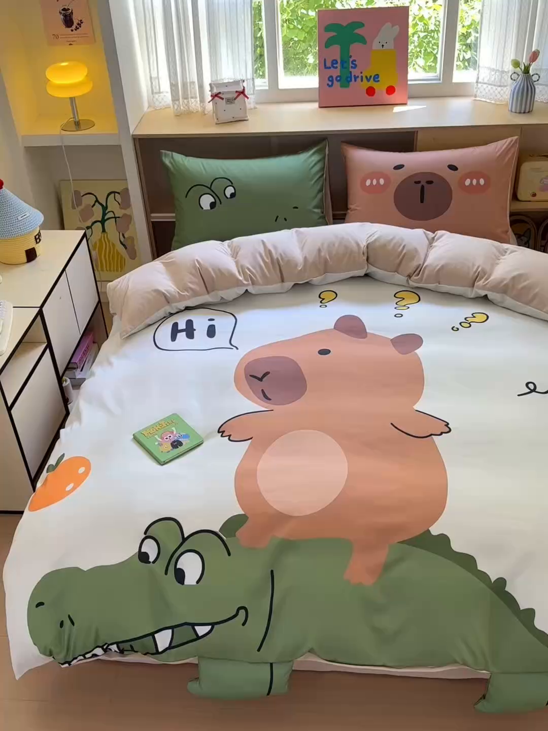 91家纺网 家纺一手货源 找家纺 一霖家纺 2025新款高克重云朵棉大版数码带脚丫四件套 大版-鳄鱼和巴拉