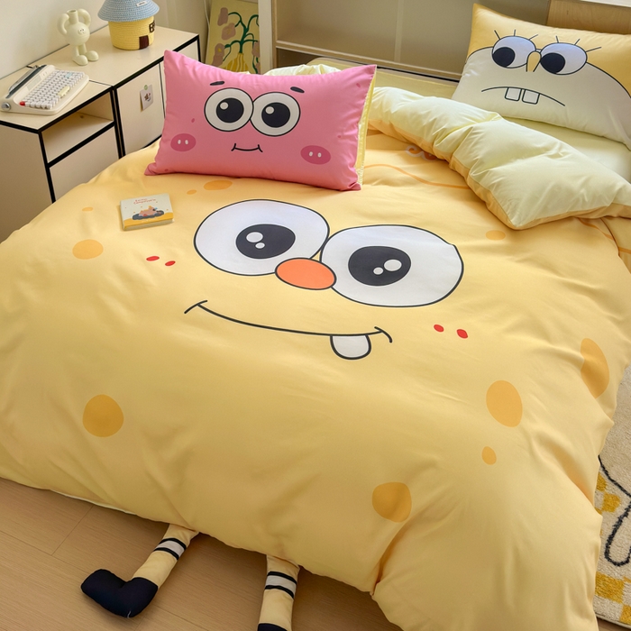 91家纺网 家纺一手货源 找家纺 一霖家纺 2025新款高克重云朵棉大版数码带脚丫四件套 大版-酷炫海宝