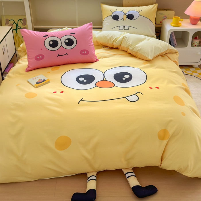 91家纺网 家纺一手货源 找家纺 一霖家纺 2025新款高克重云朵棉大版数码带脚丫四件套 大版-酷炫海宝