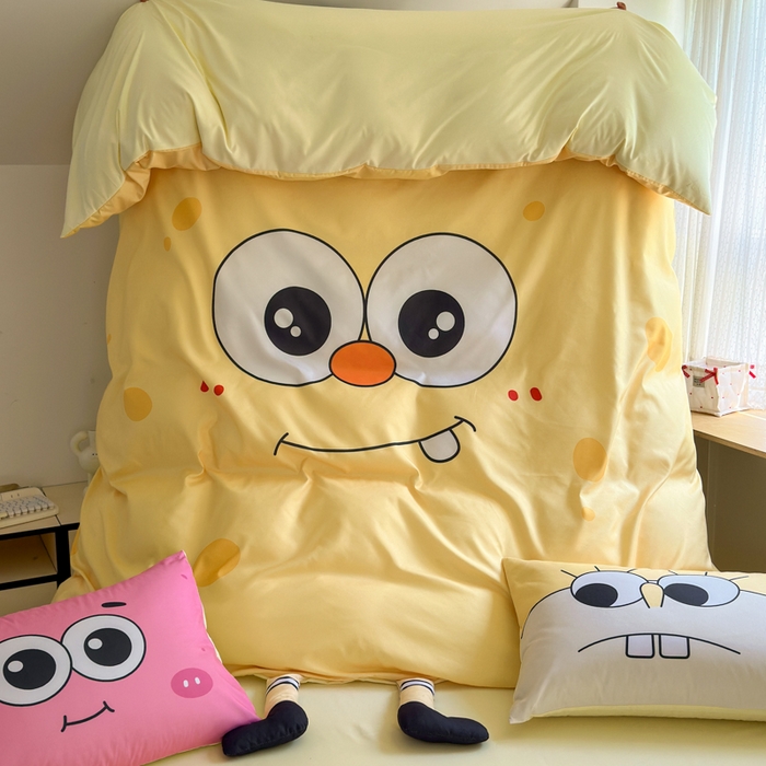 91家纺网 家纺一手货源 找家纺 一霖家纺 2025新款高克重云朵棉大版数码带脚丫四件套 大版-酷炫海宝