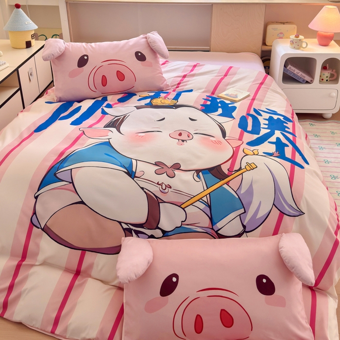 91家纺网 家纺一手货源 找家纺 一霖家纺 2025新款高克重云朵棉大版数码带脚丫四件套 大版-你打我撒