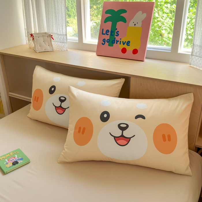 91家纺网 家纺一手货源 找家纺 一霖家纺 2025新款高克重云朵棉大版数码带脚丫四件套 大版-小浣熊