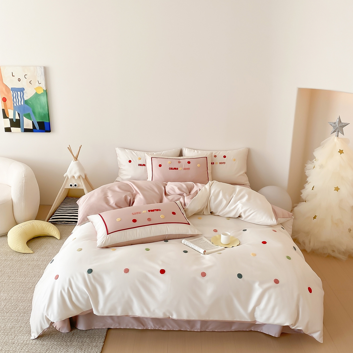 91家纺网 家纺一手货源 找家纺 （总）时亿家居 2025新款天丝夏被四件套-缤纷彩虹糖系列