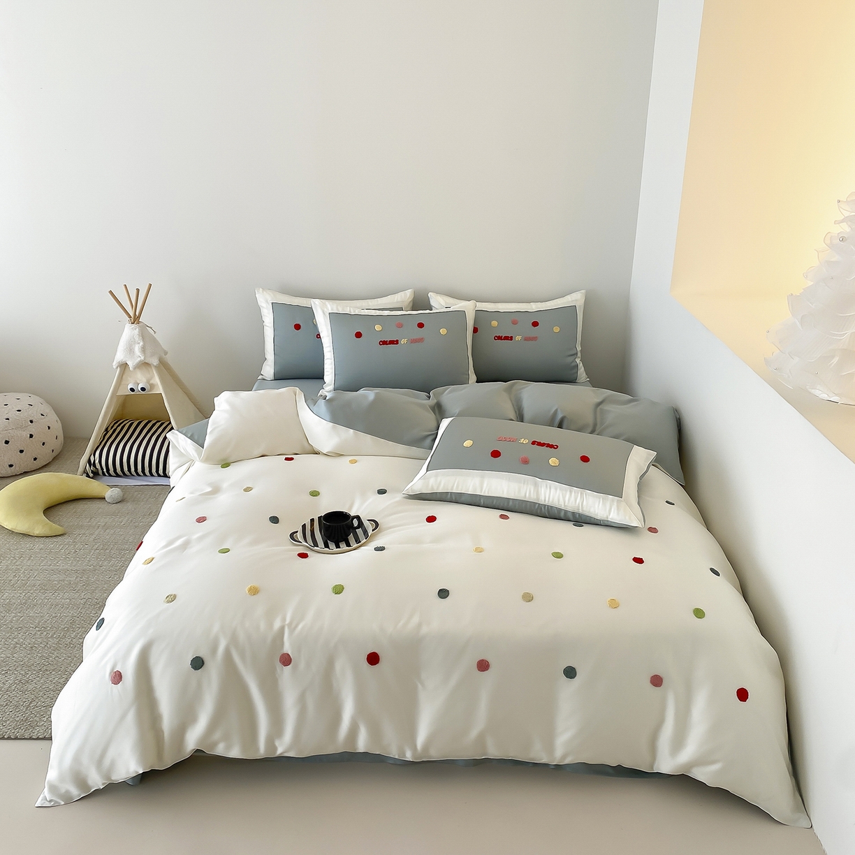 时亿家居 2025新款天丝夏被四件套-缤纷彩虹糖系列 缤纷彩虹糖 -青柠