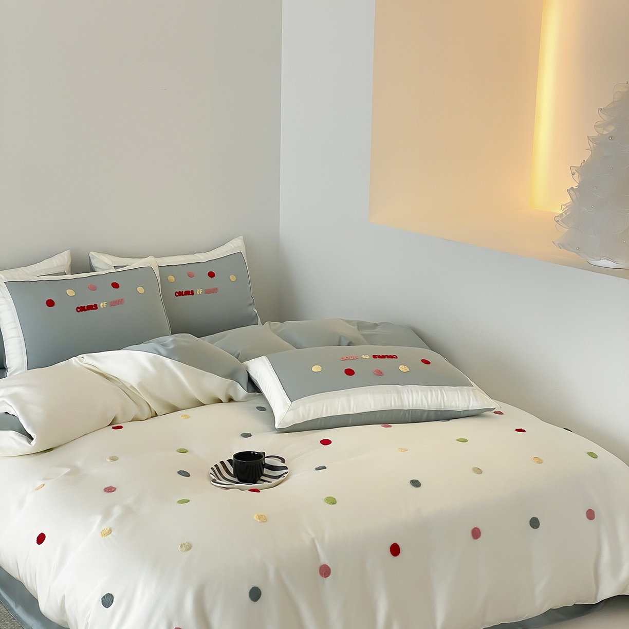 91家纺网 家纺一手货源 找家纺 时亿家居 2025新款天丝夏被四件套-缤纷彩虹糖系列 缤纷彩虹糖 -青柠